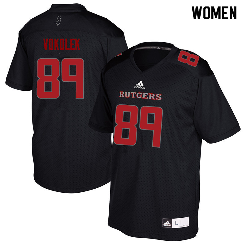 Women #89 Travis Vokolek Rutgers Scarlet Knights College Football Jerseys Sale-Black - Click Image to Close